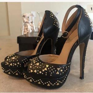 Aldo’s black gold studded heels size 6